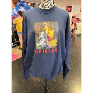 VTG Winnie-the-Pooh Chicago Navy Oversized 2XL Disney Store Crewneck Sweatshirt